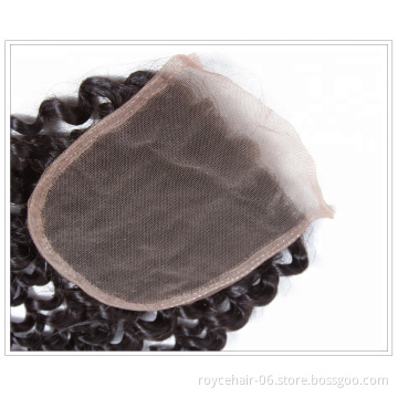 Royce Remy Hair Kinky curly Human Hair Closure 4x4 Pre Plucked With Baby Hair Bleached
